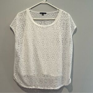 CHAUS SPORT Women's Size Medium Short Sleeve Mesh Lace Top W/Tank Top Underneath